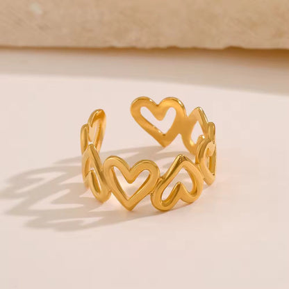 RSJ08F Heart Ring adjustable -18k Gold PVD plated 316 stainless steel - Anti tarnish