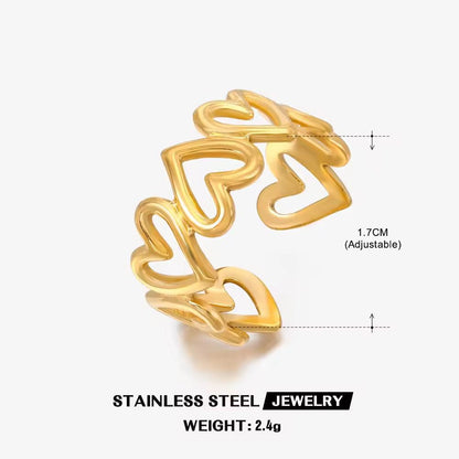 RSJ08F Heart Ring adjustable -18k Gold PVD plated 316 stainless steel - Anti tarnish