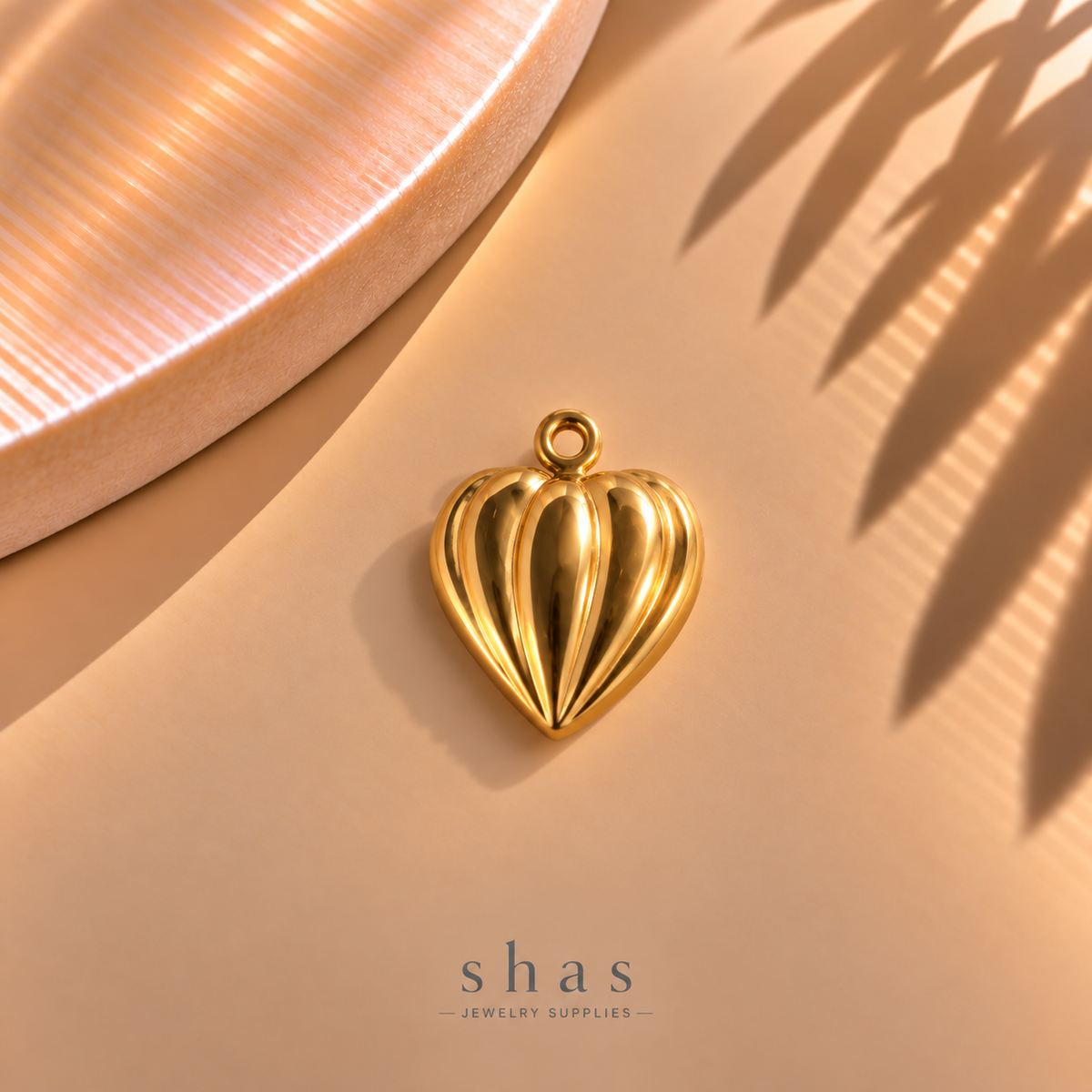 SC23B Heart Shell Charm Gold ( 1 pc ) PVD Plated