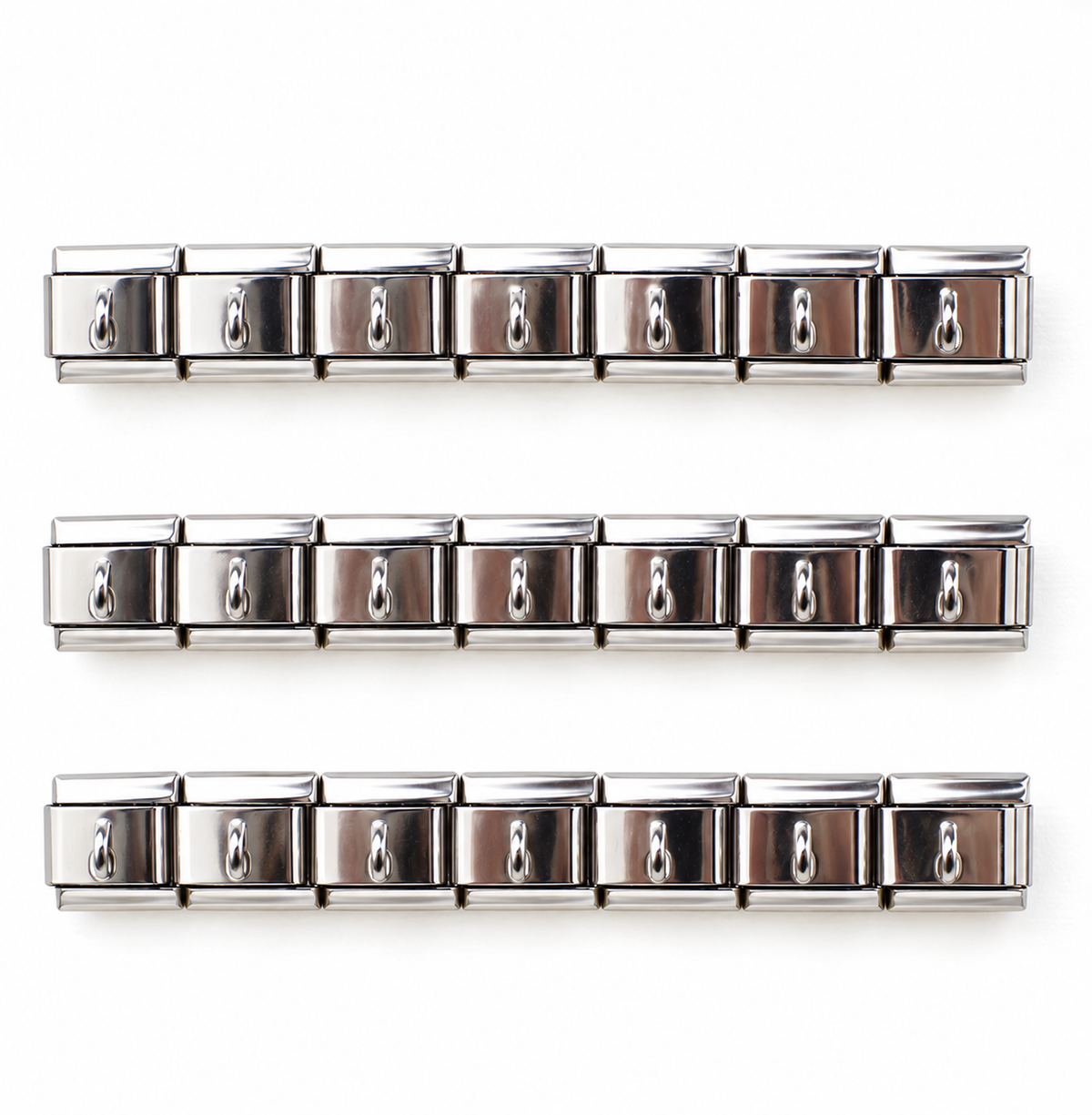 Italian plain loop charm bracelet - stainless steel ( 1 pc ) Anti tarnish