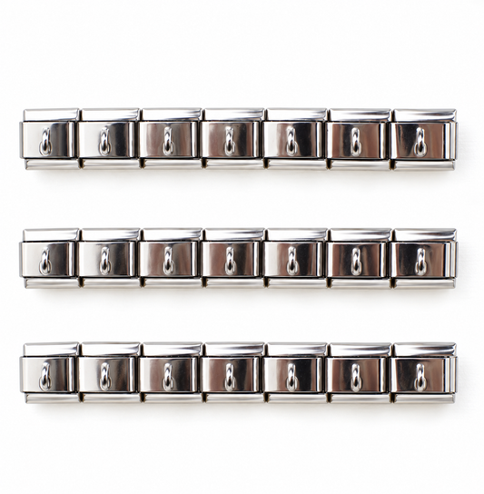 Italian plain loop charm bracelet - stainless steel ( 1 pc ) Anti tarnish