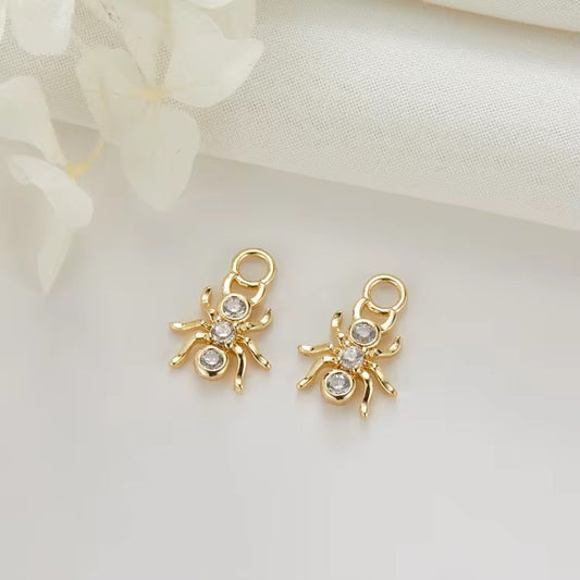 CZ 2614 Spider zircon 14k gold plated charm ( 1 pc ) Anti Tarnish
