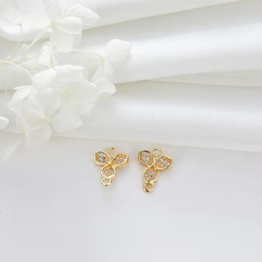 CZ 2621 Floral Zircon Connector 14k gold plated ( 1 pc ) Anti Tarnish