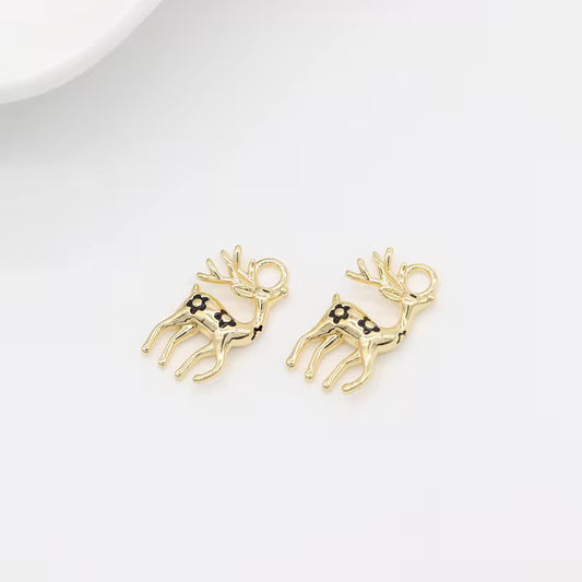 CZ 2620 Deer 14k gold plated charm ( 1 pc ) Anti Tarnish