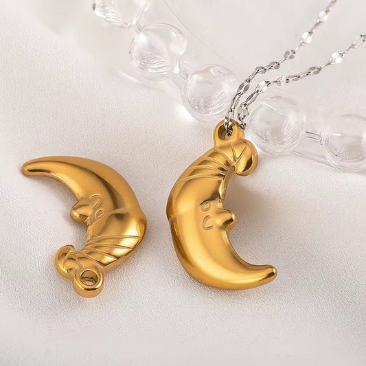 SS 1244 Moon Charm 18K Gold PVD plated 316 stainless steel ( 1 piece ) Anti tarnish ( 21 mm )