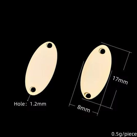 SS 1250 Oval 18k gold PVD plated 316 Stainless steel stamping blank ( 1 pc ) Anti tarnish