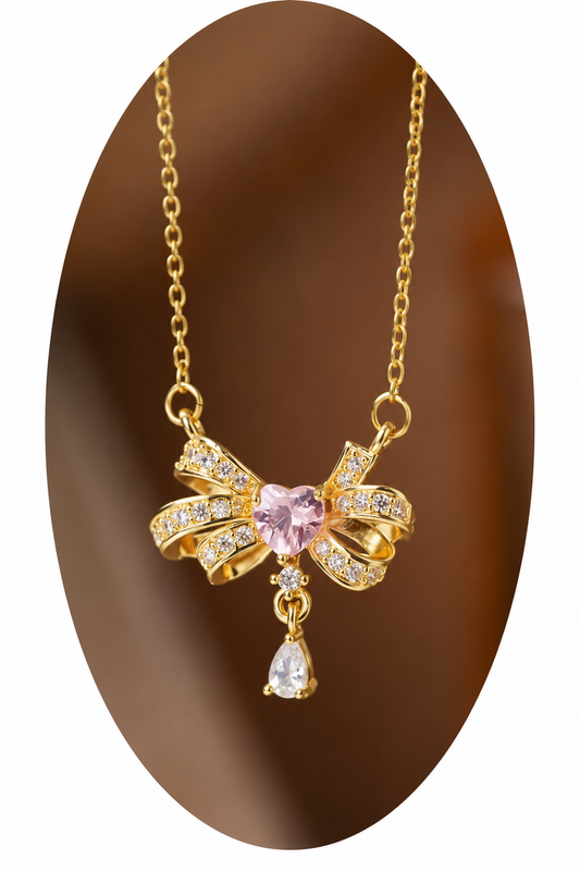NSJ33G Zircon Necklace - 18k Gold PVD plated