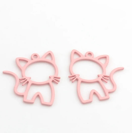 AC 998 - pink cat alloy charm - per piece
