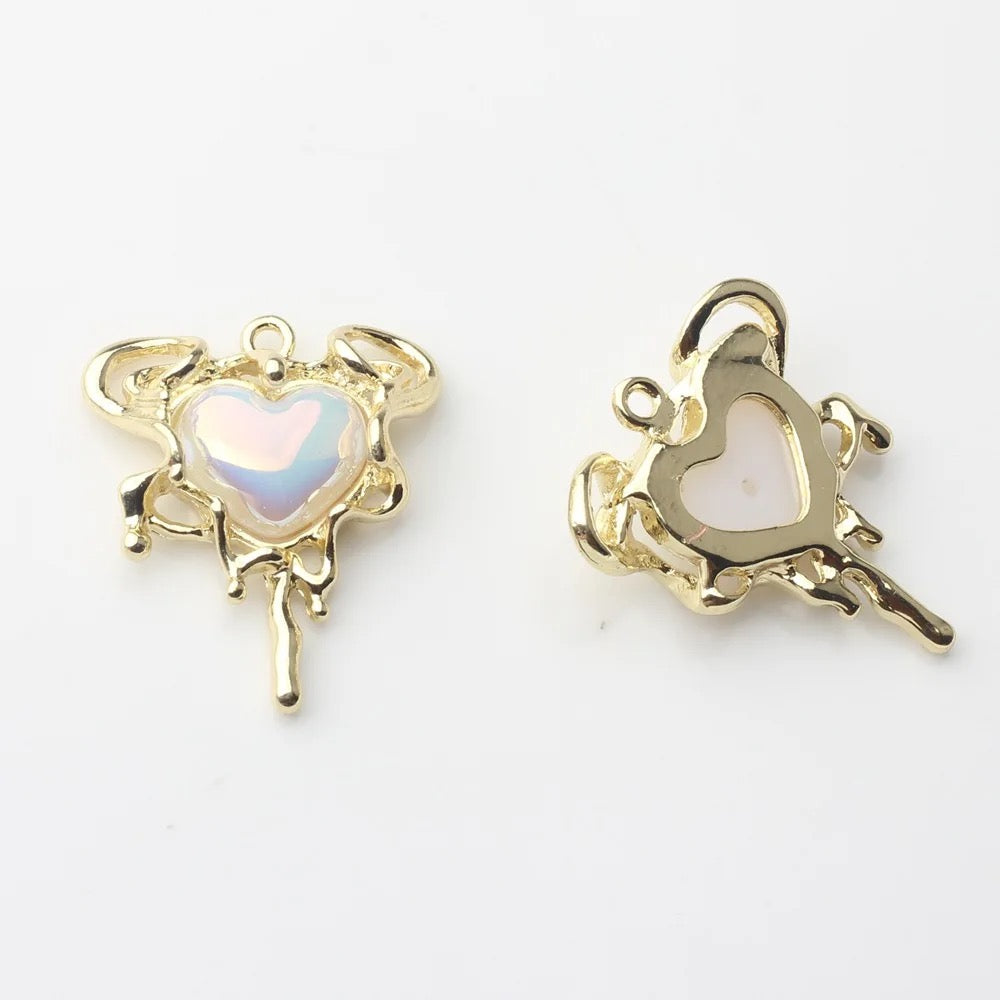 GP 1008 Heart gold plated charm - tarnish resistant - per piece