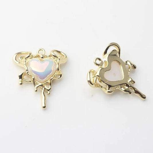 SS 1008 Heart 14k gold plated charm ( 1 pc ) Tarnish resistant ( 26:22 mm )