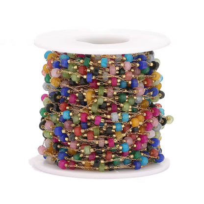 CN 352 Colourful crystal  Handmade 18k gold PVD plated 316 Stainless steel chain ( 1 feet ) Anti tarnish