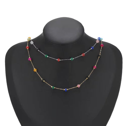 CN 352 Colourful crystal  Handmade 18k gold PVD plated 316 Stainless steel chain ( 1 feet ) Anti tarnish