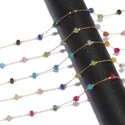CN 352 Colourful crystal  Handmade 18k gold PVD plated 316 Stainless steel chain ( 1 feet ) Anti tarnish
