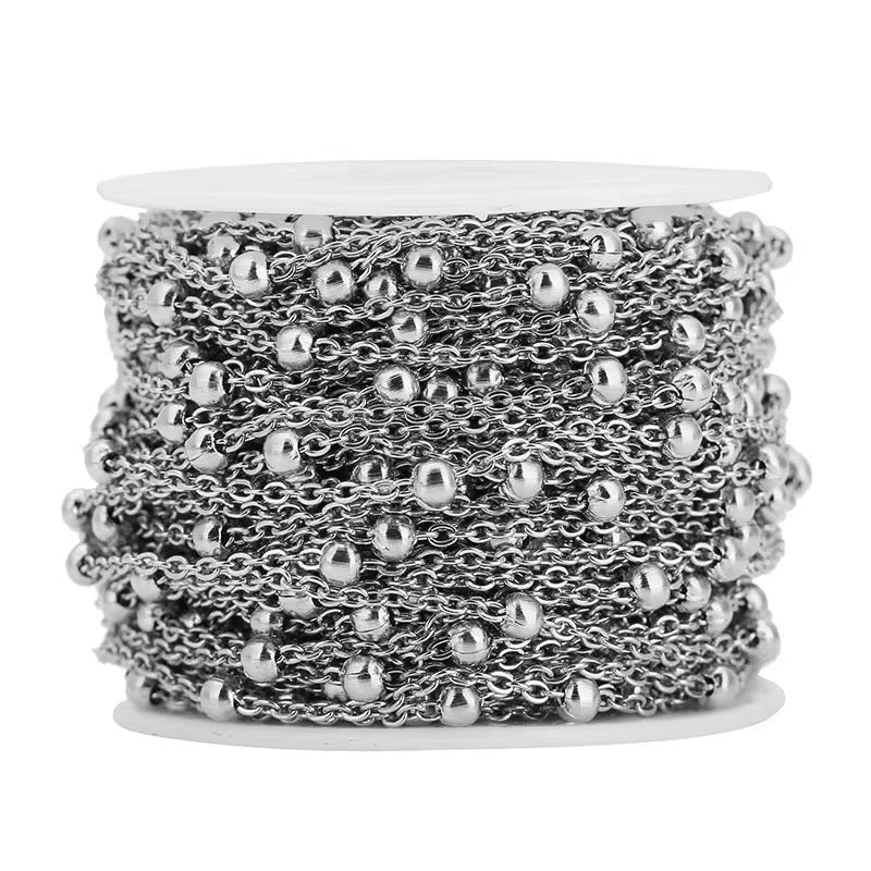 CN 112 Satellite bead silver plated 316 stainless steel ( 1 feet ) Anti tarnish