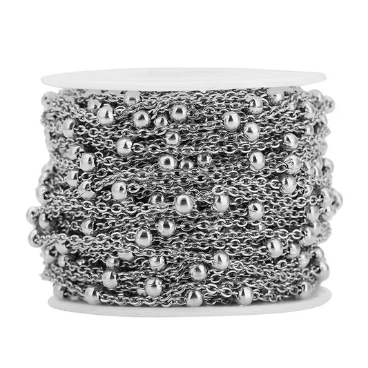 CN 112 Satellite bead silver plated 316 stainless steel ( 1 feet ) Anti tarnish