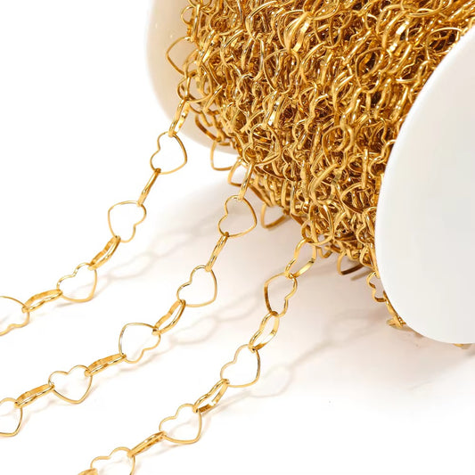 CN 29 Big Heart link chain 18k gold PVD plated stainless steel (1 Feet ) Anti tarnish