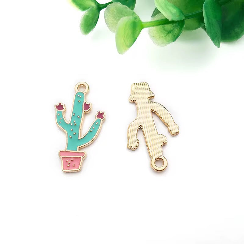 SS 1255 Cactus enamel charm ( 1 pc ) High quality shine ( 29:16 mm )