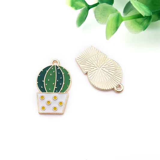 SS 1257 Cactus enamel charm ( 1 pc ) High quality shine ( 24:15 mm )