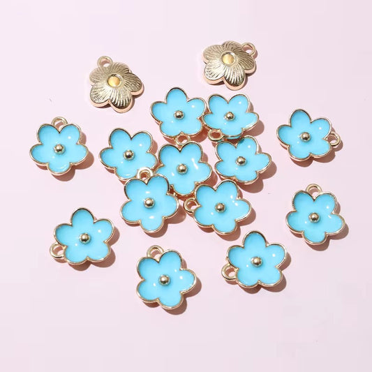 SS 2663 (d) Light Blue Floral Enamel Charm ( 1 pc ) tarnish resistant