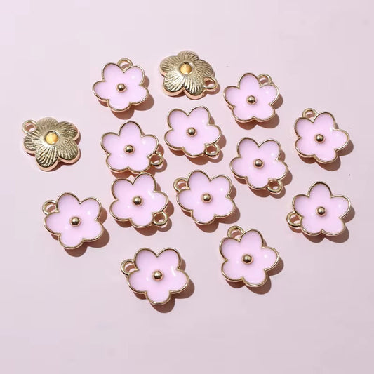 SS 2663 (f) Light Pink Floral Enamel Charm ( 1 pc ) tarnish resistant