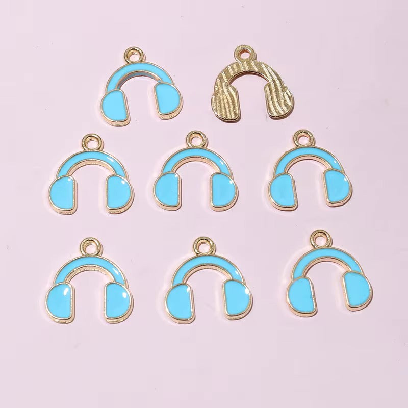 SS 2664 (b) Light Blue HeadPhone Enamel Charm ( 1 pc ) tarnish resistant