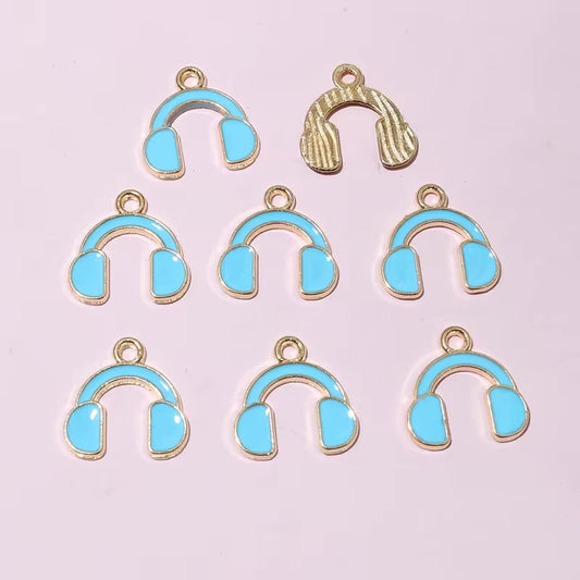 SS 2664 (b) Light Blue HeadPhone Enamel Charm ( 1 pc ) tarnish resistant
