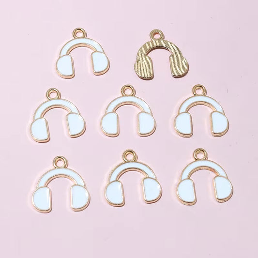 SS 2664 (c) White HeadPhone Enamel Charm ( 1 pc ) tarnish resistant