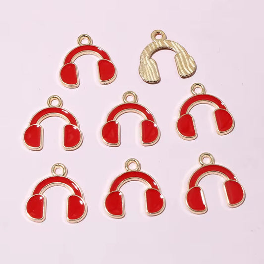 SS 2664 (d) Red HeadPhone Enamel Charm ( 1 pc ) tarnish resistant