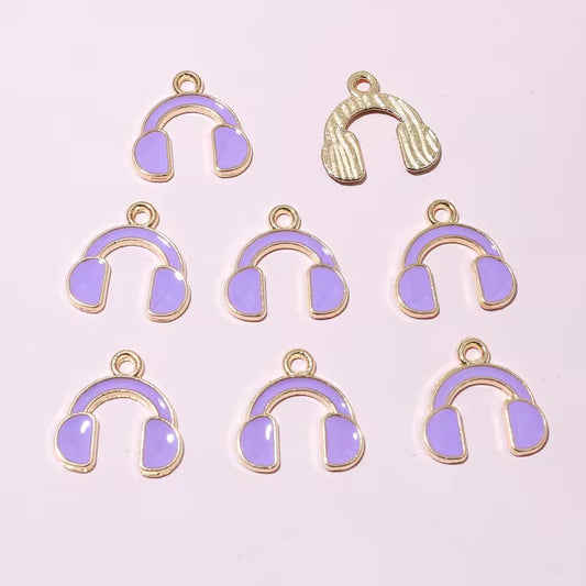 SS 2664 (e) Purple HeadPhone Enamel Charm ( 1 pc ) tarnish resistant