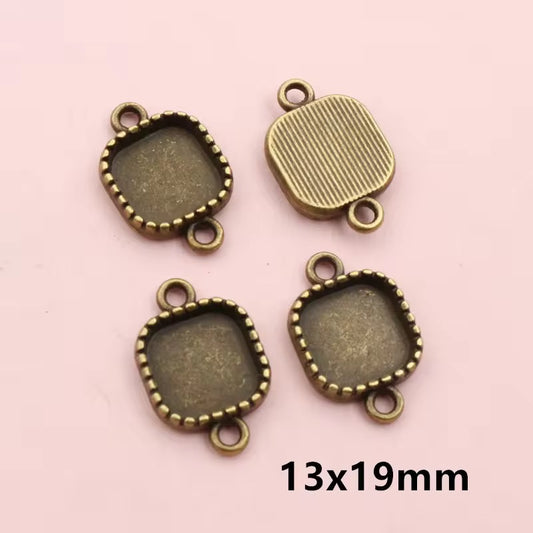 SS 2665 Bronze square cabochon connector ( 1 pc ) tarnish resistant