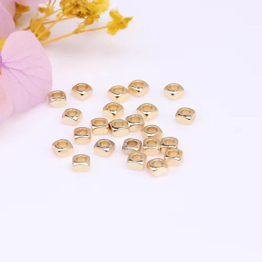 SS 2675 Tiny Square Spacer bead 18k gold plated ( 1 pc ) Anti tarnish ( 2 mm )
