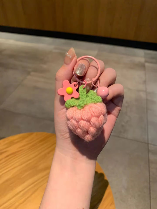 PK 139 Pink Strawberry 3D Plush Toy Keychain ( 1 pc ) Imported Premium Quality