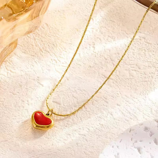 SJ 67 Red Heart chain - 18k Gold PVD Plated stainless steel - Anti tarnish