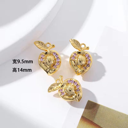 GPC 06 (G) Fruit zircon 14k gold plated charm ( 1 pc ) Anti tarnish
