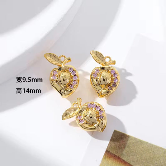SS 2693 Fruit zircon 14k gold plated charm ( 1 pc ) - anti tarnish