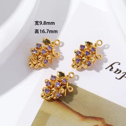SS 2689 Grapes zircon 14k gold plated charm ( 1 pc ) - anti tarnish