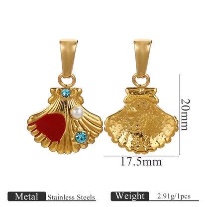 SS 2701 Shell Vintage Pendant charm 18k Gold plated 316 stainless steel ( 1 pc ) Anti tarnish