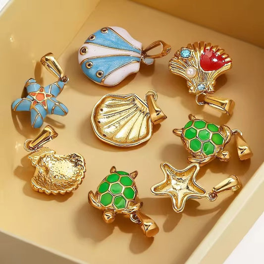 SS 2701 Shell Vintage Pendant charm 18k Gold plated 316 stainless steel ( 1 pc ) Anti tarnish