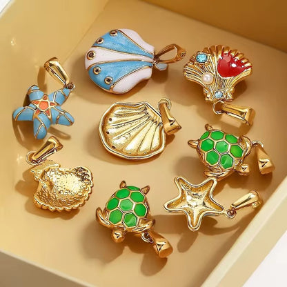 SS 2701 Shell Vintage Pendant charm 18k Gold plated 316 stainless steel ( 1 pc ) Anti tarnish