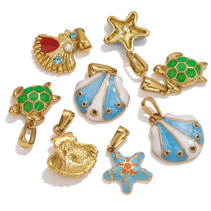 SS 2701 Shell Vintage Pendant charm 18k Gold plated 316 stainless steel ( 1 pc ) Anti tarnish