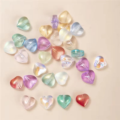GB28 Glittery Heart Crystal glass beads ( 1 pc )