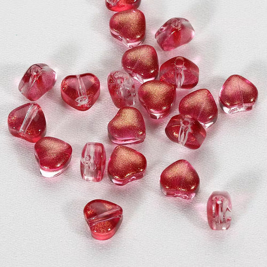 BBB 93 (i) Glittery Red Heart Crystal glass beads ( 1 pc )