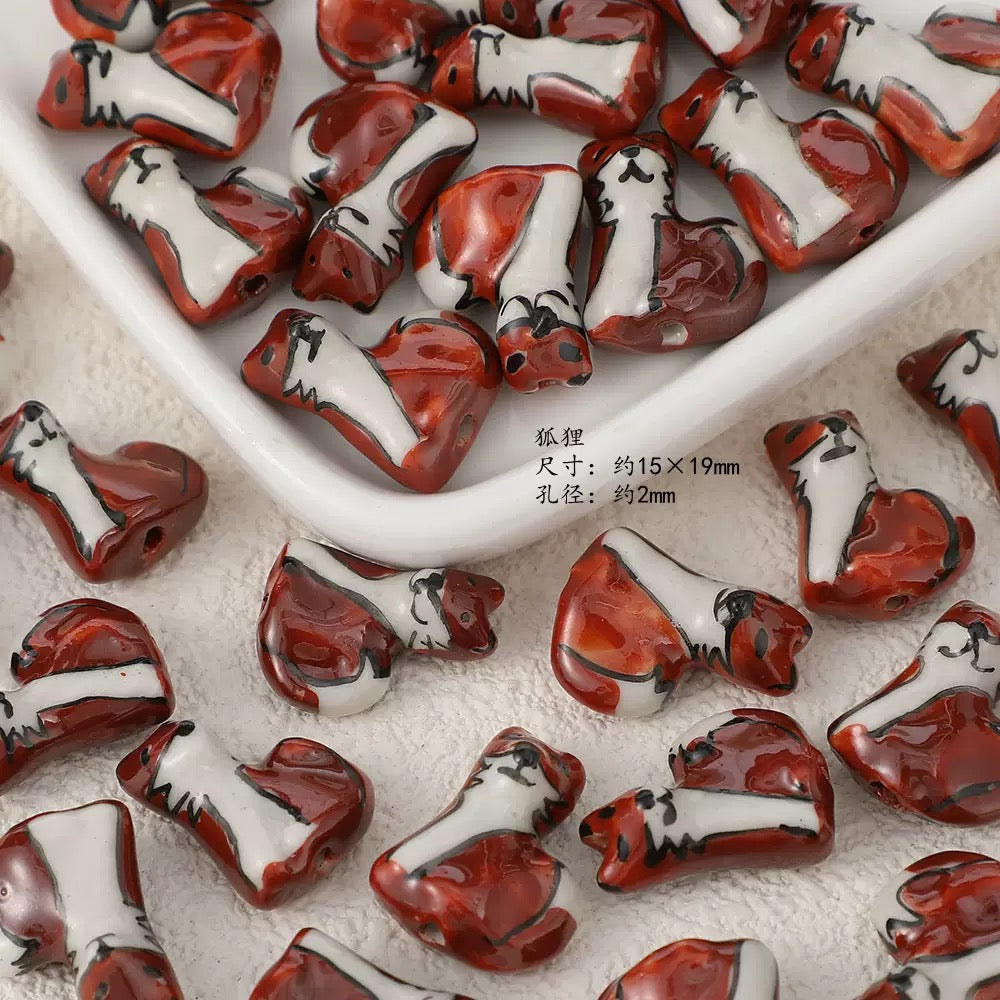 PCB02L Fox Ceramic Bead ( 1 pc ) Porcelian Ceramic