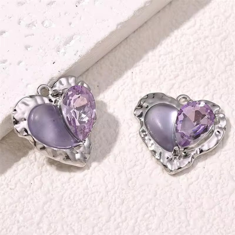 BBB 331 (a) Purple Heart Silver Plated Y2K charm ( 1 pc ) Tarnish Resistant ( 20 mm )