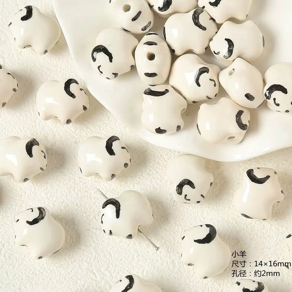 PCB02K Lamb Ceramic Bead ( 1 pc ) Porcelian Ceramic