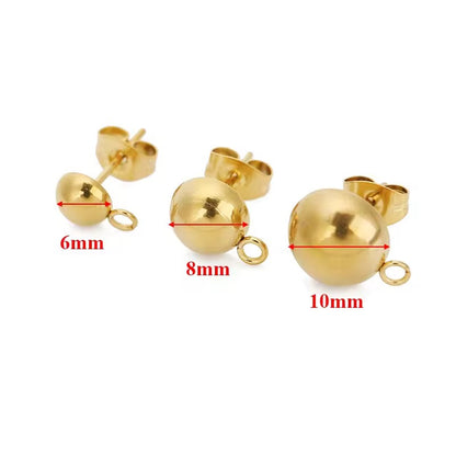 SS 2201 Ball Half stud ( 2 pc ) 18k Gold PVD
