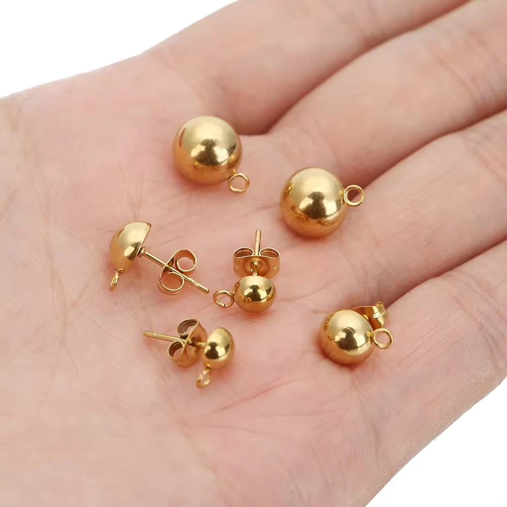SS 2201 Ball Half stud ( 2 pc ) 18k Gold PVD