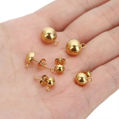 SS 2201 Ball Half stud ( 2 pc ) 18k Gold PVD