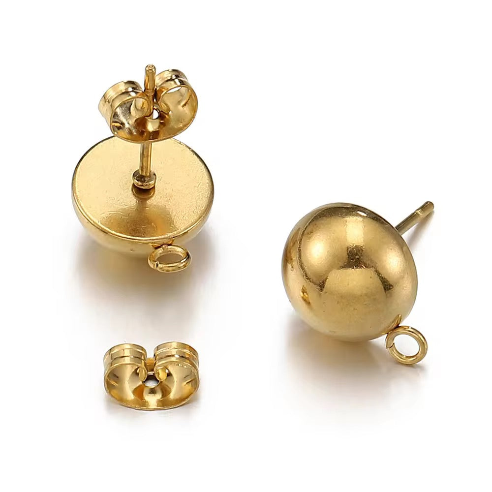 SS 2201 Ball Half stud ( 2 pc ) 18k Gold PVD