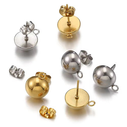 SS 2201 Ball Half stud ( 2 pc ) 18k Gold PVD